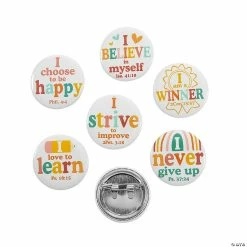 Religious Growth Mindset Mini Buttons - 48 Pc.