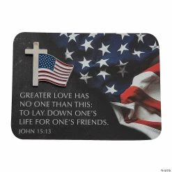 Religious Memorial Day Flag Pins with Card for 36