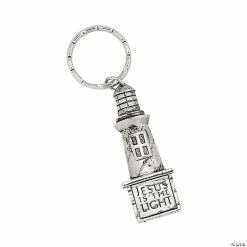 Religious Pewtertone Lighthouse Keychains - 12 Pc.