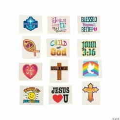 Religious Temporary Tattoos - 72 Pc.
