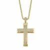 Round Cubic Zirconia Cross Pendant Necklace .65 TCW Gold-Plated 20"
